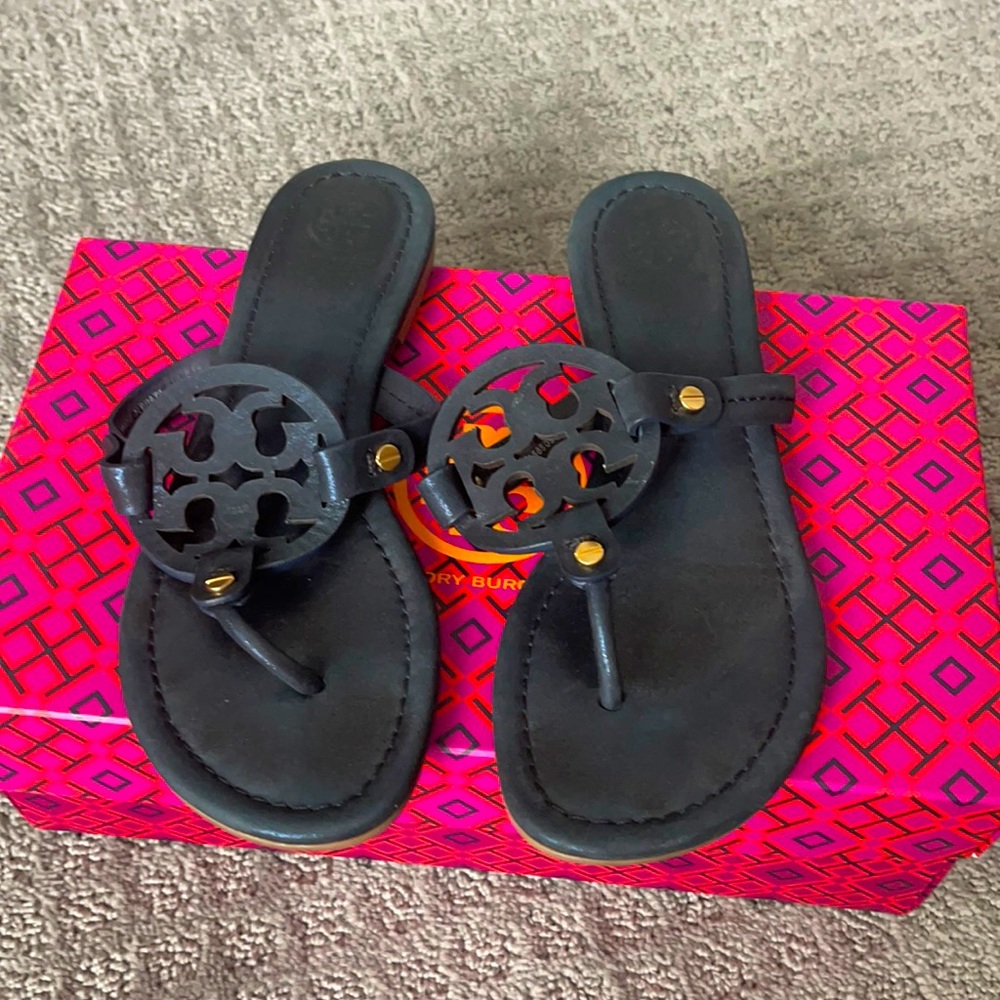 Tory Burch Miller Sandals Sparkle Navy Blue